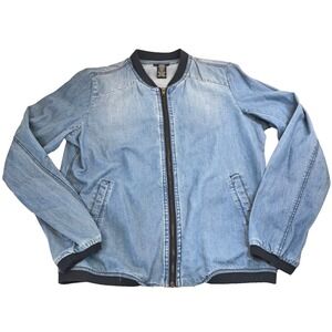 Vtg Justify Jean Jacket Women's M‎ Full-Zip Cotton/Lyocell Distressed Pockets